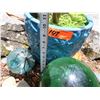 Image 8 : Blue Planter Pot 10"H w/ Plant & 2 Japanese Glass Fishing Floats