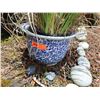 Image 2 : White & Blue Planter Pot 9"H w/ Plant