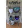 Image 1 : Metal 3-Tier Shelf w/ 3 Plant Pots & 2 Watering Cans, Misc Sizes