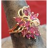 Image 1 : Gold 14k Ring w/ Gemstones in Leaf Design Size 8.5