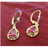 Image 1 : Pair Gold 14k Dangle Earrings w/ Gemstones Approx. 1.5"L