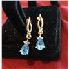 Image 1 : Pair Gold 14k Dangle Earrings w/ Gemstones Approx. 1.25"L