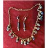 Image 1 : Metal Necklace w/ Beaded Fringe & Matching Earrings