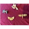Image 2 : Qty 4 Brooches: Butterflies, Dragonfly & Bird