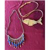 Image 1 : Qty 2 Metal Necklaces: Beaded & Fish Design