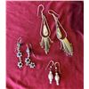 Image 1 : Qty 3 Pair Metal & Bead Hook Dangle Earrings