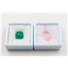 #224-NATURAL GREEN AGATE 10.00CT & ROSE QZ 10.25CT