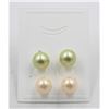 #252-SEA SHELL PEARL STUD EARRINGS 10MM/2 SET