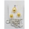 #271-SEA SHELL PEARL EARRINGS & PENDANT NECKLACE