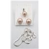 #263-SEA SHELL PEARL EARRINGS & PENDANT NECKLACE