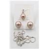 #265-SEA SHELL PEARL EARRINGS & PENDANT NECKLACE