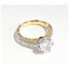 Image 1 : ANTIQUE STYLE CUBIC ZIRCONIA GEM 2 TONE RING, S7
