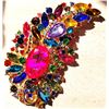 15)  GOLD TONE WITH MULTI COLORED CRYSTALS,