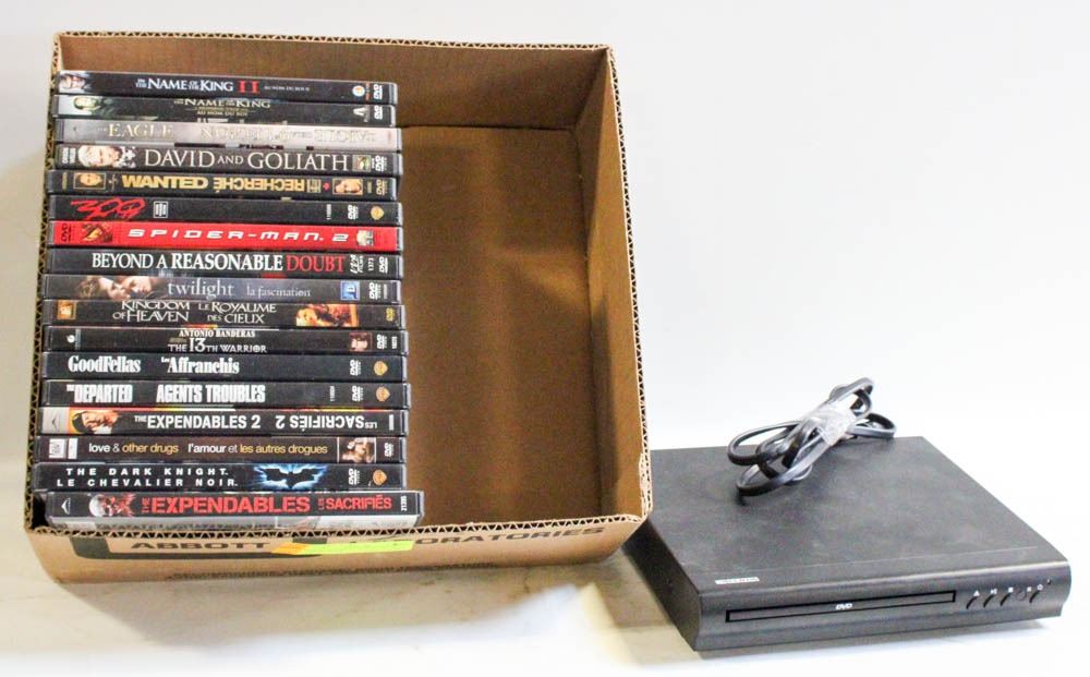 2 Plus Dvd DVD'S- LOT OF 17 ASSORTED PLUS DVD PLAYER - Kastner Auctions