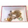 BOX WITH VINTAGE JEWELRY - LOCKETS & MORE