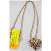 RHINESTONE HEART LONG NECKLACE SILVER TONE