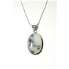 16)  NATURAL OVAL BEZEL  SET DENDRITIC OPAL