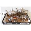 VINTAGE SILVER TEAPOT, COFFEE POT, CREAM, SUGAR &