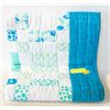 Image 1 : HOME-MADE QUILT (42"X52") AQUA, PASTEL GREEN & W