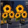 2 PCS SOLAR THREE-HEAD SUNFLOWER OUTDOOR LIGHT