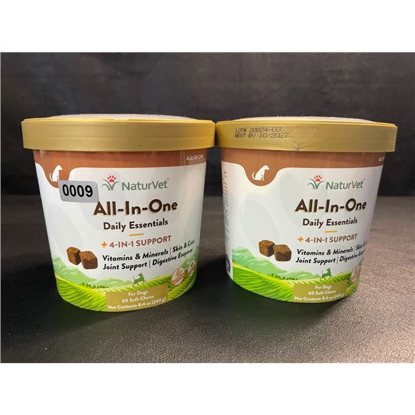 2 NaturVet All-In-One Daily Essentials Soft Chews for Dogs - 60 Each - New (BB: 10/2027)