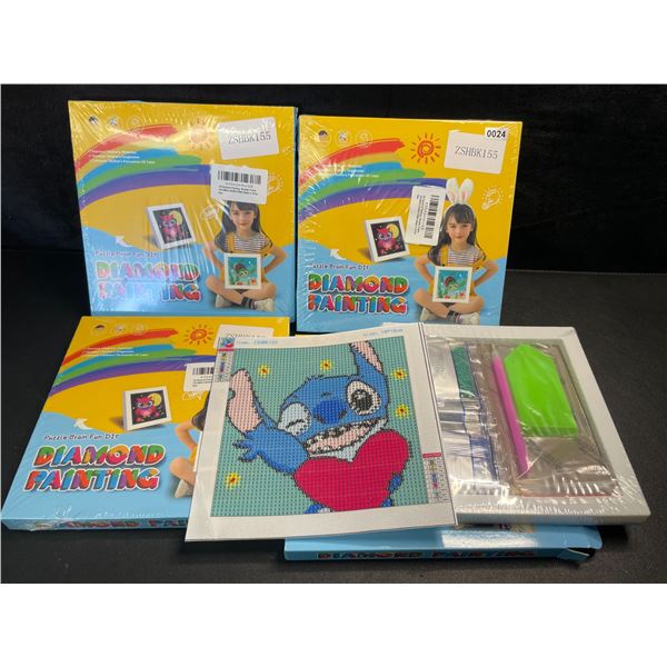 4 Disney Stitch Theme 5D Diamond Painting Art Kits with Wooden Frames - Brand New