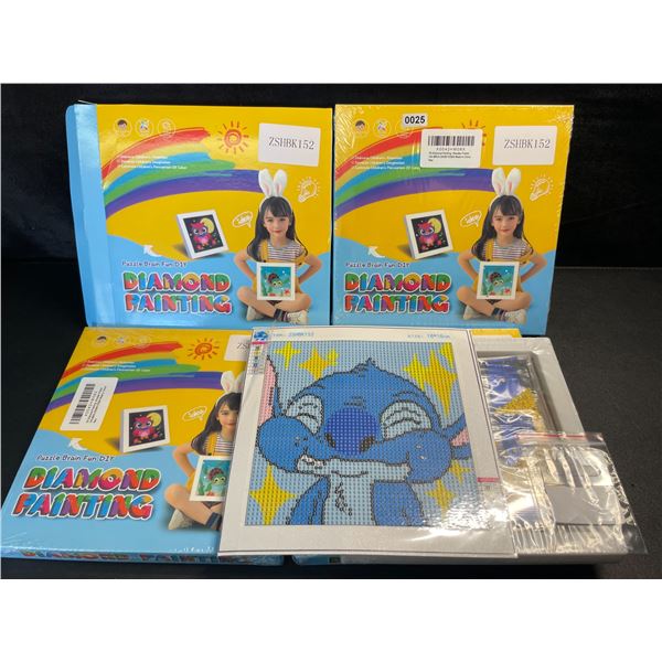 4 Disney Stitch Theme 5D Diamond Painting Art Kits with Wooden Frames - Brand New