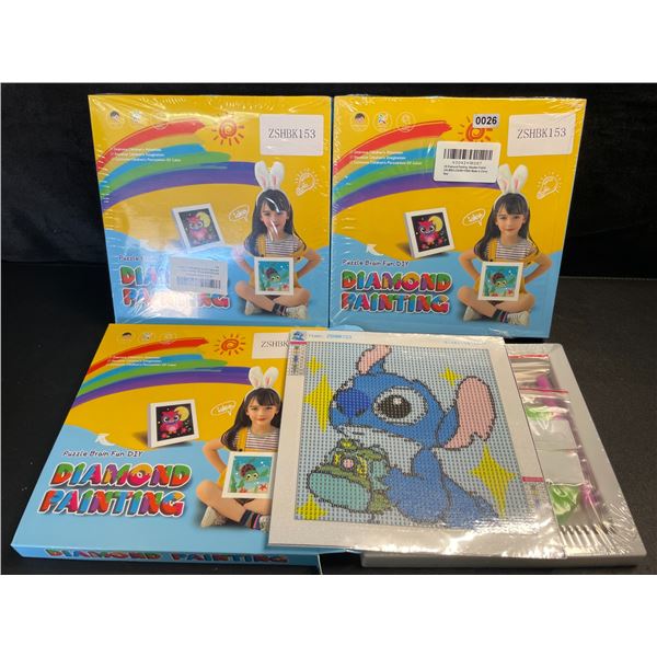4 Disney Stitch Theme 5D Diamond Painting Art Kits with Wooden Frames - Brand New