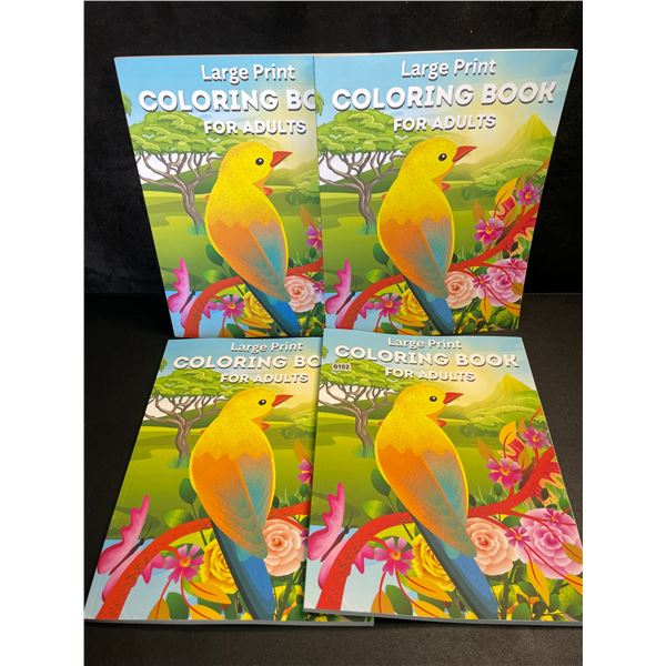 4 Large Print Coloring Books for Adults; Great Detailed Designs - Brand New