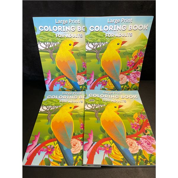 4 Large Print Coloring Books for Adults; Great Detailed Designs - Brand New