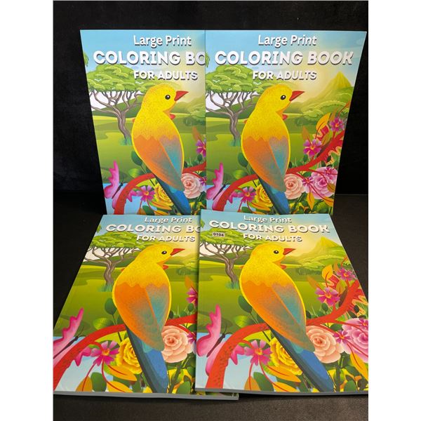 4 Large Print Coloring Books for Adults; Great Detailed Designs - Brand New