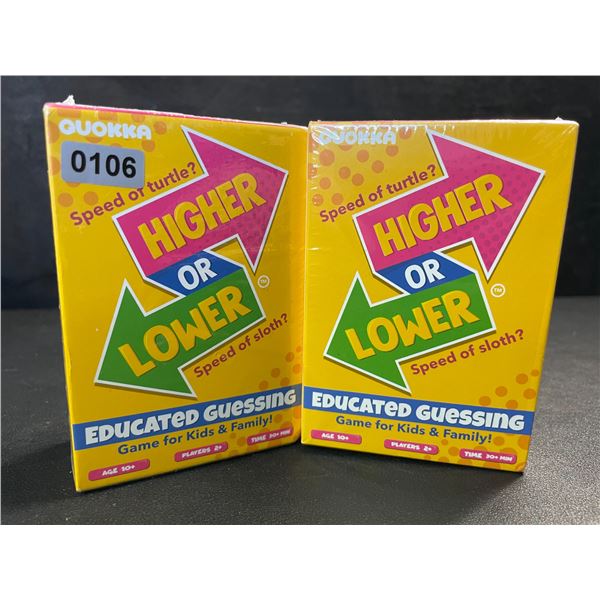 2 Higher or Lower Educated Guessing Family Trivia Games for Ages 10+ - New Sealed