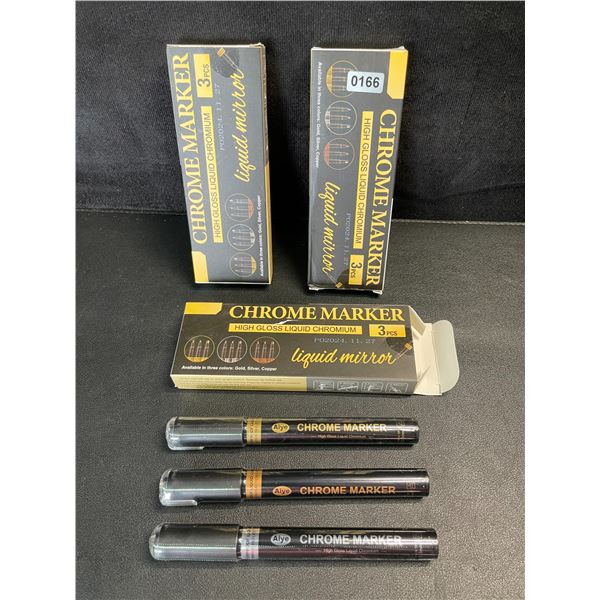 3 Multi-Packs of Chrome Art Markers - High-Gloss Liquid Chromium (3pcs/Colors Each) - New
