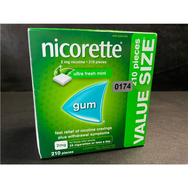 1 Box of Nicorette Ultra Fresh Mint Gum - 210PCS - For Fast Relief of Nicotine Cravings - New