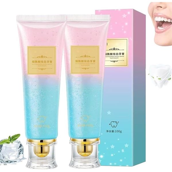 2 Jiorniee Nicotinamide Dazzle White Toothpastes - 100g Each - New