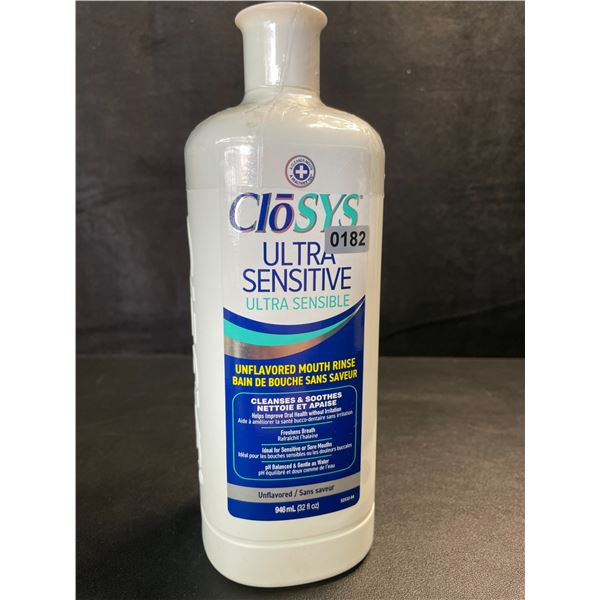 1 Bottle of CloSys Ultra Sensitive Unflavored Mouth Rinse/Mouthwash - 946ml - New Sealed