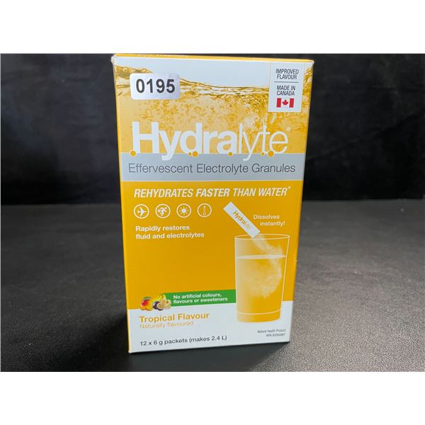 Hydralyte Electrolyte Powder Packets - Box of 12 x 6g Packets (Tropical Flavour) - New