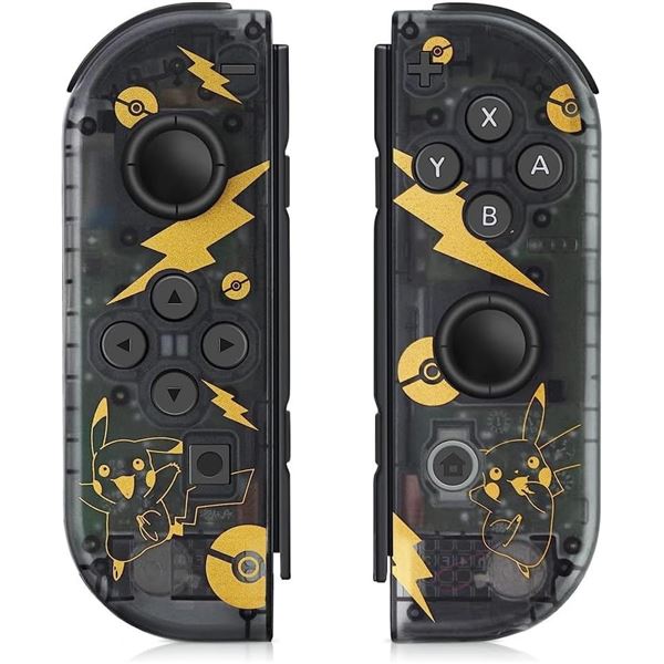 1 Set of Gold/Black Pikachu Pokemon Design Joycon Controllers for Nintendo Switch - New