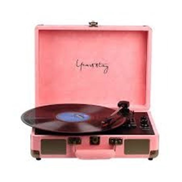 1 HY-T01 Pink Portable Turntable/Vinyl Player w/ Built-in Speakers/Bluetooth Function - NEW IN BOX!
