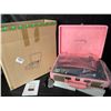 Image 2 : 1 HY-T01 Pink Portable Turntable/Vinyl Player w/ Built-in Speakers/Bluetooth Function - NEW IN BOX!