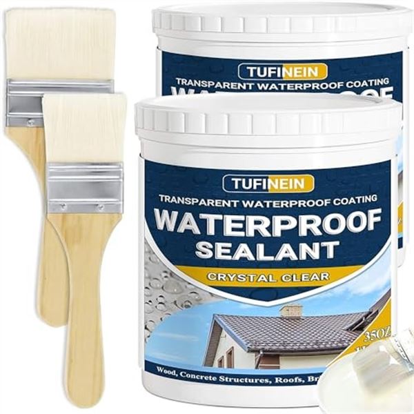 2-Pack Box of Tufinein Crystal Clear Waterproof Sealant - (1KG x 2 Tubs) - New!