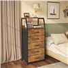 Image 5 : 1 Mexin 5-Drawer Storage Tower for Bedroom - Rustic Brown (43" x 16" Size) - New (Assembly Req'd)