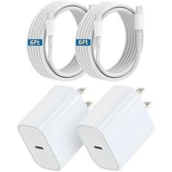 2 2-Packs of USB-C to USB-C Fast Chargers (2x Cables and 2x 20W USB-C Wall Blocks PER Box) - New