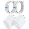 Image 1 : 2 2-Packs of USB-C to USB-C Fast Chargers (2x Cables and 2x 20W USB-C Wall Blocks PER Box) - New