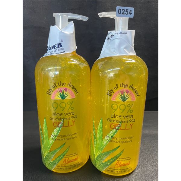 2 Lily of the Desert 99% Aloe Vera Gelly Soothing Moisturizers - Great for Sunburns! - 16oz Each
