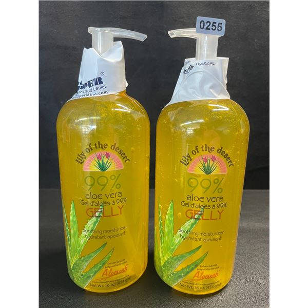 2 Lily of the Desert 99% Aloe Vera Gelly Soothing Moisturizers - Great for Sunburns! - 16oz Each