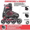 Image 7 : 1 Pair of Huatinent Adjustable Inline Roller Skates - Red (L) - New in Box