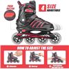Image 8 : 1 Pair of Huatinent Adjustable Inline Roller Skates - Red (L) - New in Box