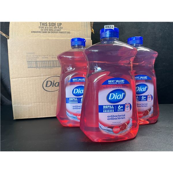1 Case of Dial Antibacterial Hand Soap; 3 x 1.53L Bottles Included (Pomegranate Tangerine Scent) New