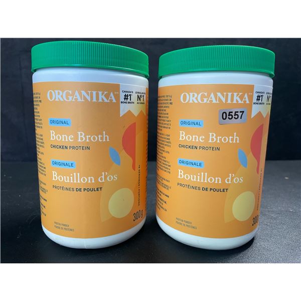 2 Organika Original Chicken Bone Broth Protein Powders - 300g - New (Exp: 06/2025)